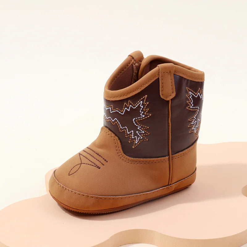 Western Embroidered Baby Cowboy Boots with Side Zipper