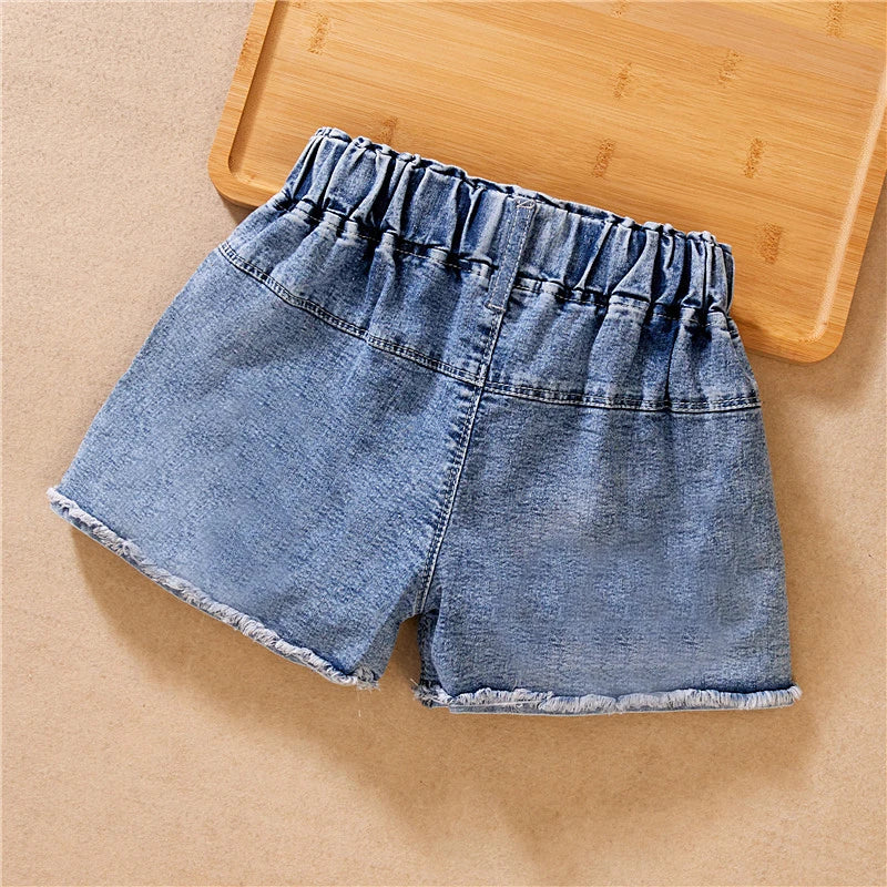 Daisy Patch Pocket Denim Shorts for Girls