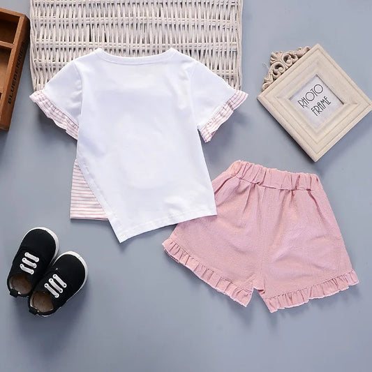 Ice Cream Ruffle Tee & Pink Shorts Set for Girls