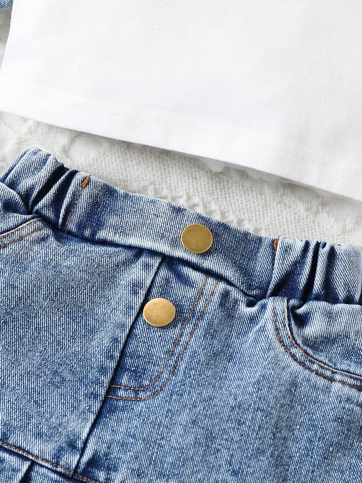 Pleated Denim Skirt & Cropped Jacket 3-Piece Outfit for Girls