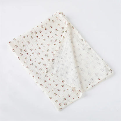 Vintage Floral & Fruit Print Cotton Muslin Baby Blanket