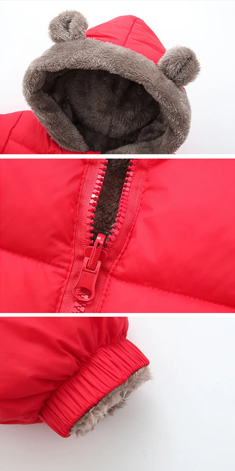 Bear-Ear Plush-Lined Kids’ Puffer Jacket