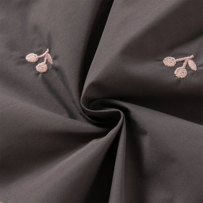 Cherry Embroidered Padded Winter Pants for Girls
