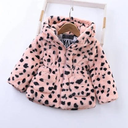 Baby Girls Sherpa Hooded Winter Coat with Pockets – Soft Plush Zip-Up Jacket