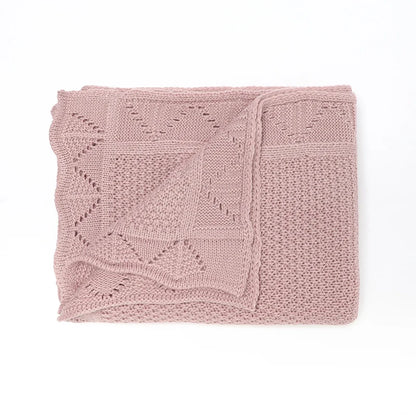 Scalloped Pointelle Knit Baby Blanket in Soft Neutral Colors