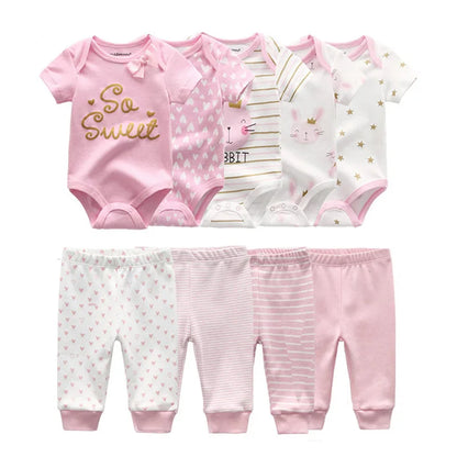9-Piece Baby Bodysuit & Pants Set – Newborn Essentials for Boys & Girls