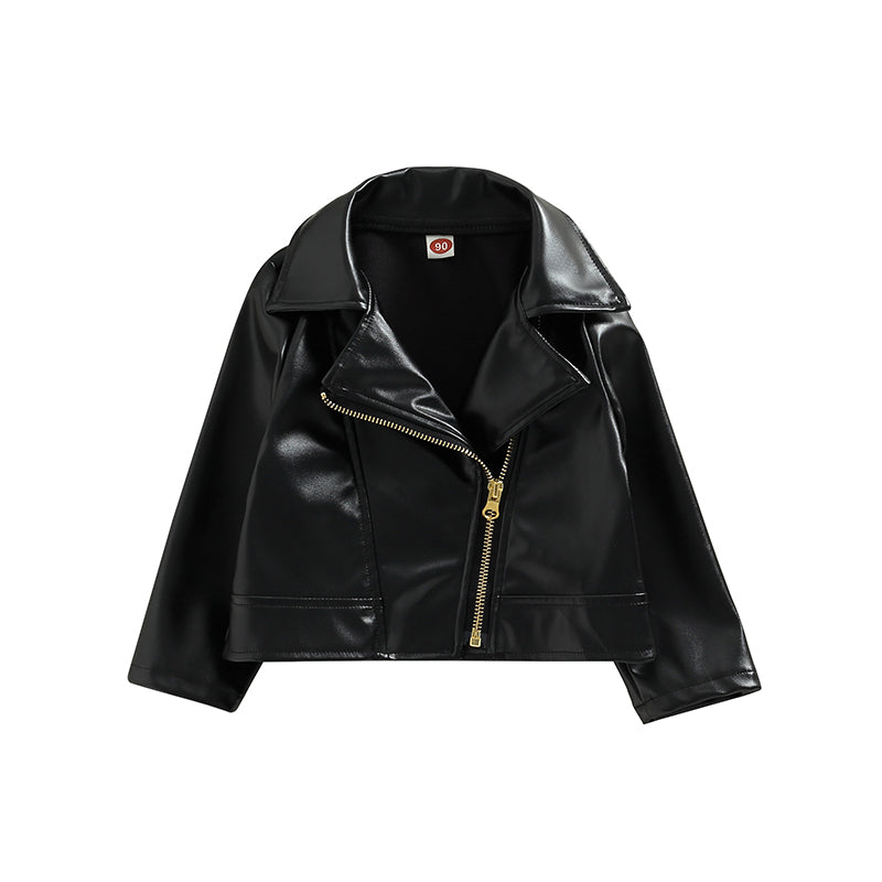 Classic Moto Kids’ Faux Leather Jacket with Gold-Tone Zip