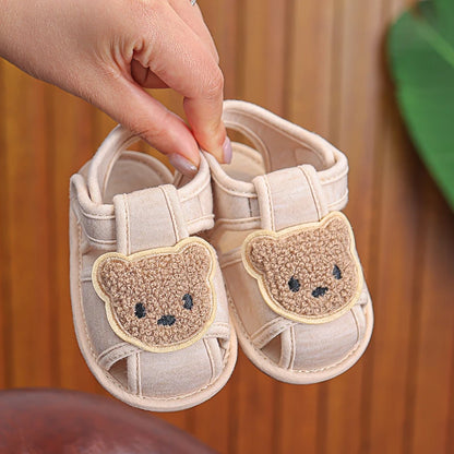 Textured Teddy Bear Open-Toe Baby Sandals