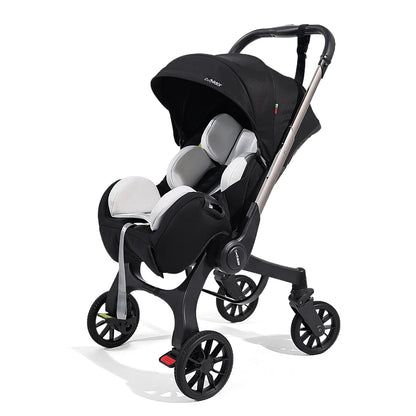 Reversible High-View Stroller with Car Seat Attachment – Adjustable Backrest, One-Click Fold Pushchair