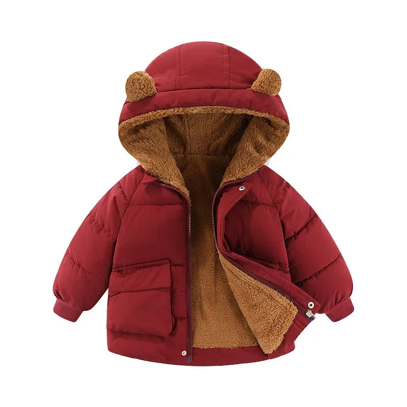 Bear-Ear Hooded Duck Down Puffer Jacket for Girls