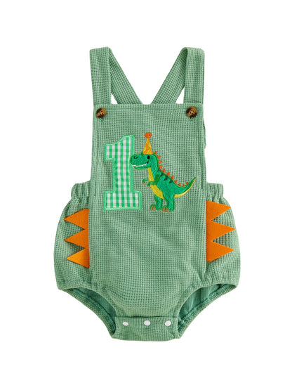 First Birthday Dinosaur Overall Romper for Baby Boys