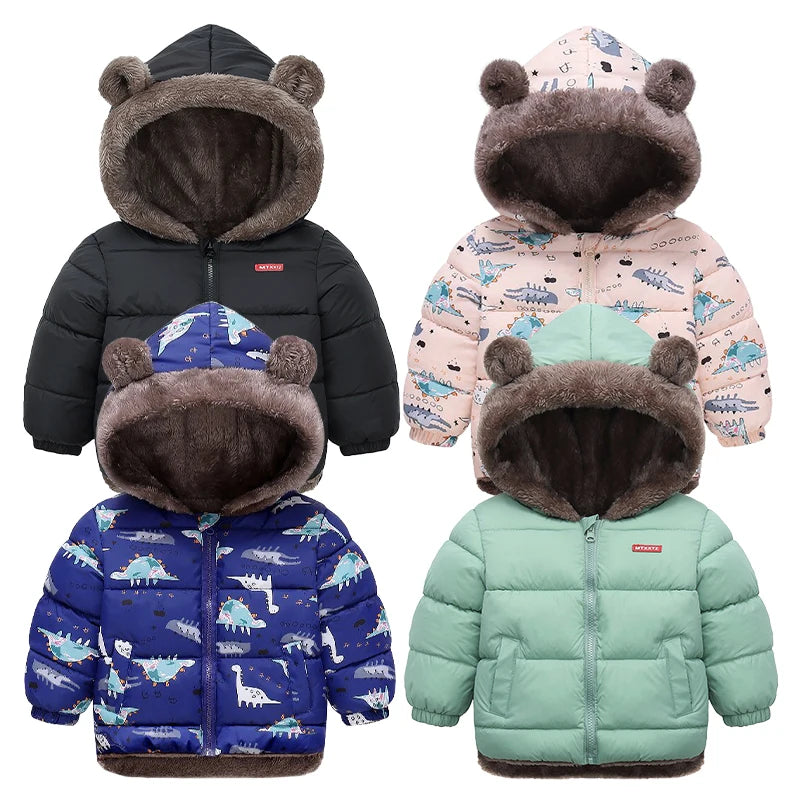 Bear-Ear Plush-Lined Kids’ Puffer Jacket
