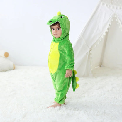 Plush Dinosaur Hooded Baby Romper