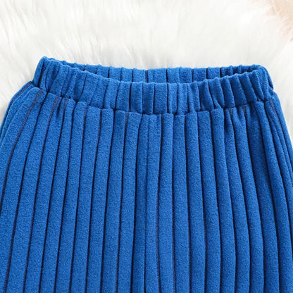 Ribbed Flare Girls’ Lounge Set with Cropped Long-Sleeve Top