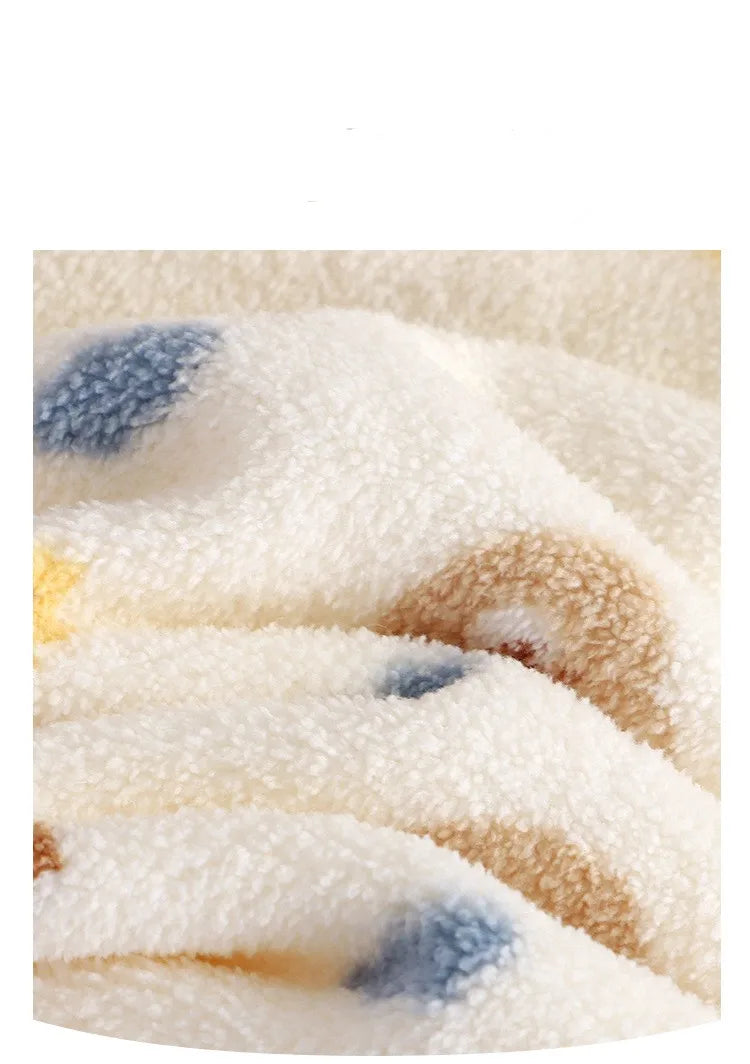 Cozy Fleece Two-Piece Lounge Set for Babies & Toddlers – Plush Cartoon Top + Matching Pants