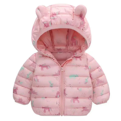 Hooded Winter Puffer Coat for Kids – Warm, Wind-Resistant Long Jacket