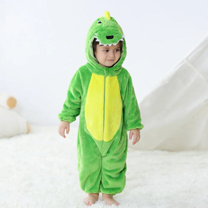Plush Dinosaur Hooded Baby Romper