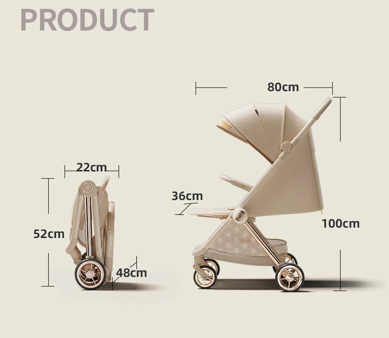 Lightweight Compact Travel Stroller with Reclining Seat – One-Hand Fold & UPF 50+ Canopy