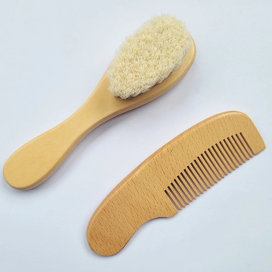 Natural Wooden Baby Hair Brush & Comb Set – 2 Pieces