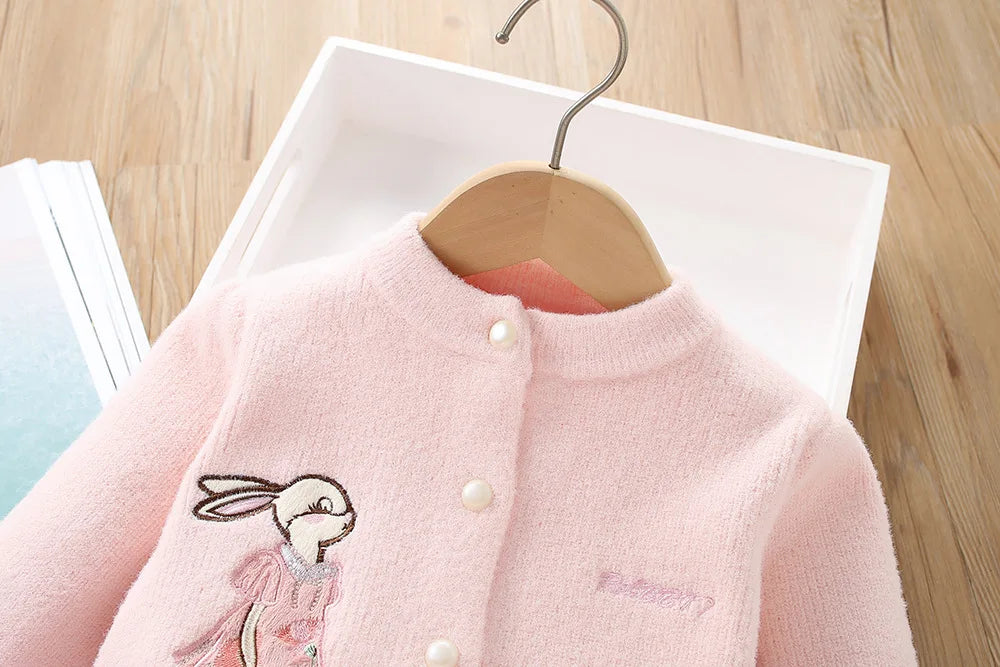Bunny Bloom Knit Cardigan & Ruffle Tutu Skirt Set for Girls
