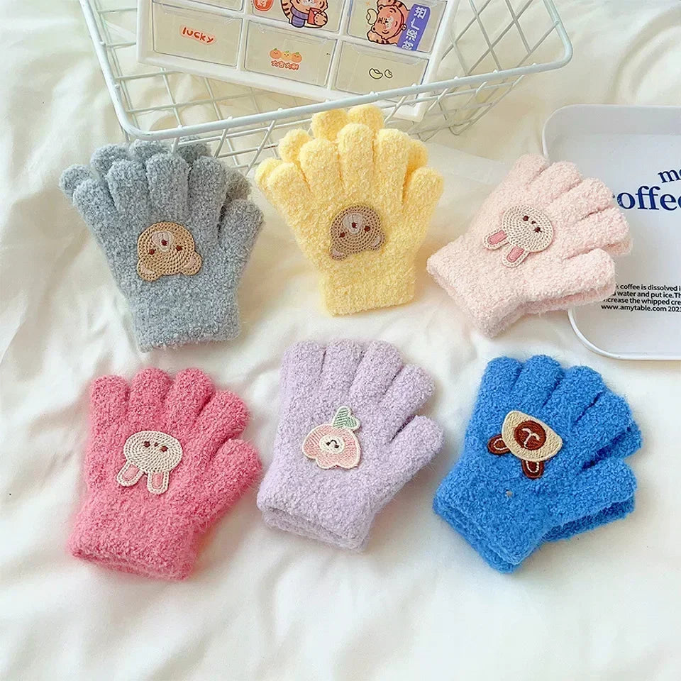 Soft Cartoon Winter Gloves for Toddlers (Ages 1–3)
