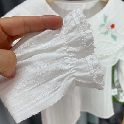 Embroidered Floral Peter Pan Collar Blouse for Baby Girls