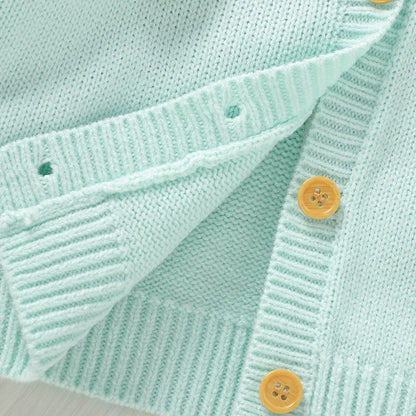 3D Daisy V-Neck Knit Cardigan for Baby Girls