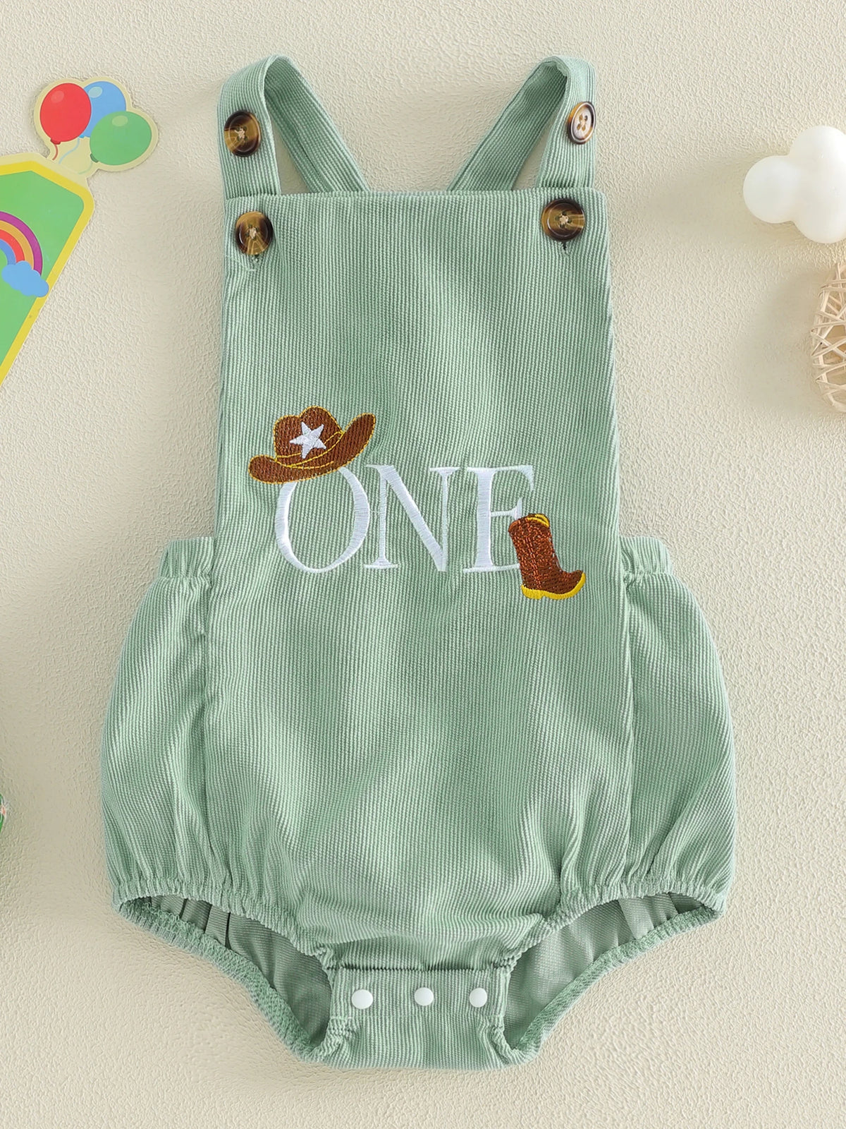 Wild One First Birthday Corduroy Overall Romper