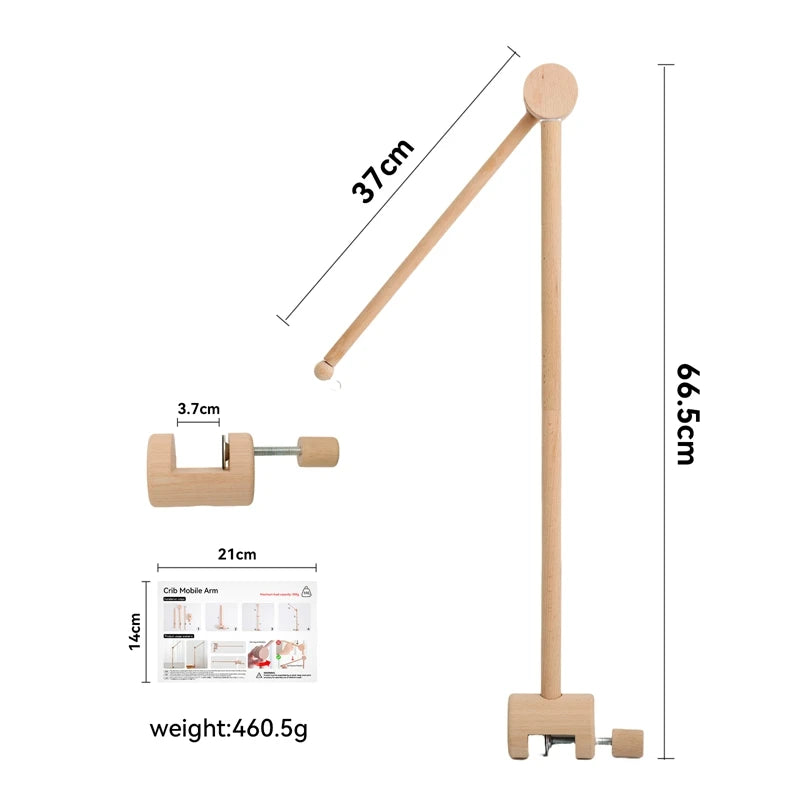 360° Rotating Wooden Crib Mobile Arm & Holder