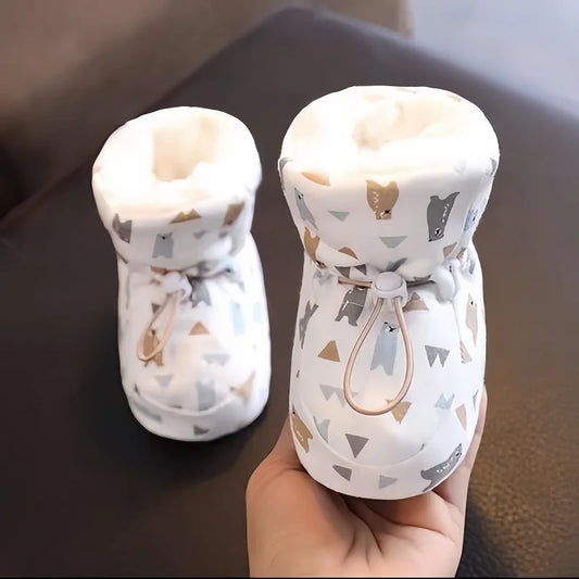 Cozy Fleece-Lined Baby Booties with Sweet Prints & Soft Cuffs