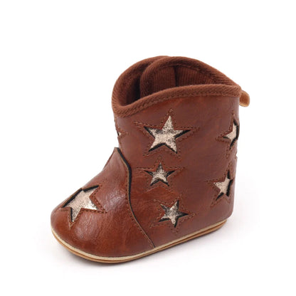 Silver Star Western Baby Ankle Boots with Soft Cotton Lining