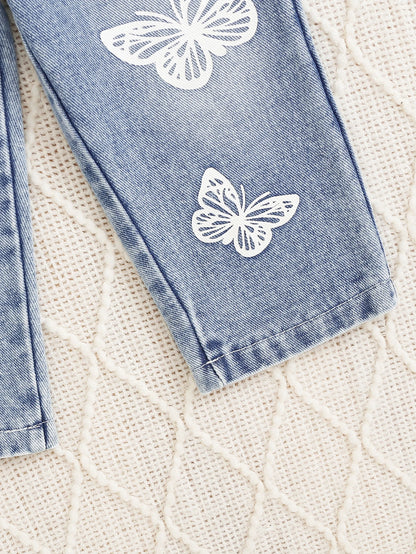 Butterfly Flight Girls’ Denim Vest & Pants 3-Piece Set