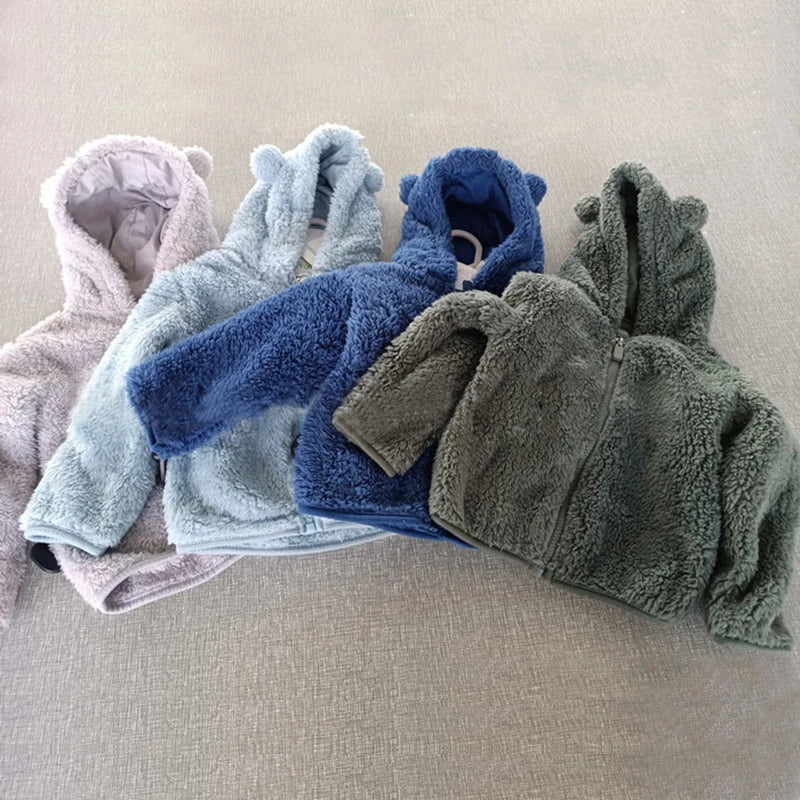 Bear-Ear Zip Teddy Fleece Hooded Jacket for Boys