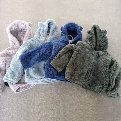 Bear-Ear Zip Teddy Fleece Hooded Jacket for Boys