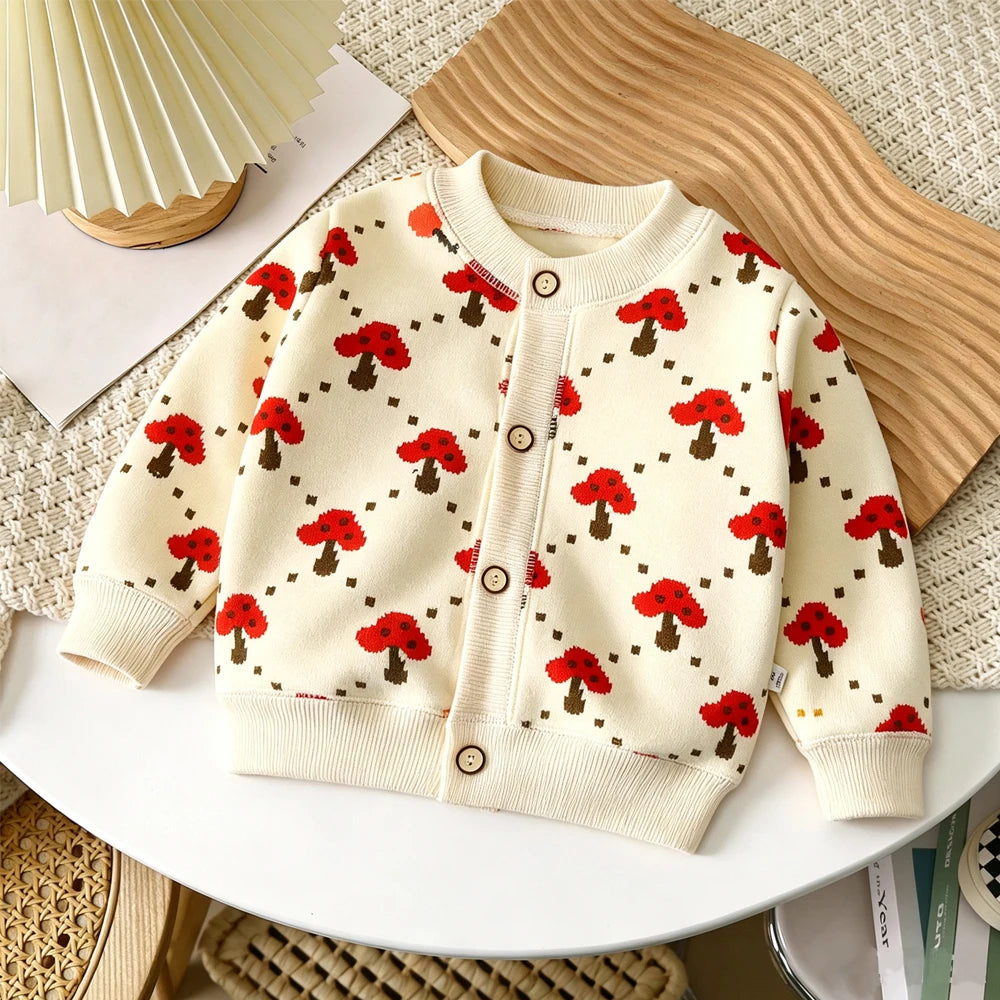 Colorful Print Button Cardigan for Girls