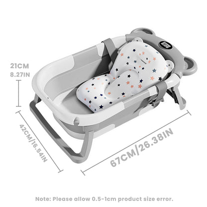 Foldable Baby Bathtub with Temperature Display & Bath Cushion