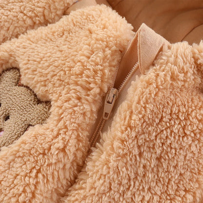 Cozy Critter Winter Romper – Hooded Plush Jumpsuit (0–12 Months)