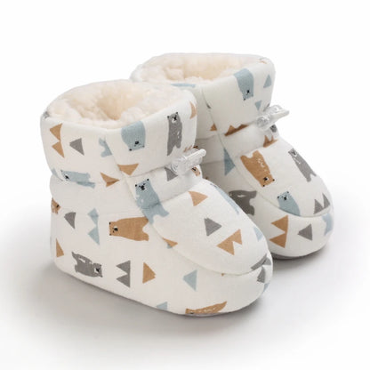 Cozy Fleece-Lined Baby Booties with Sweet Prints & Soft Cuffs