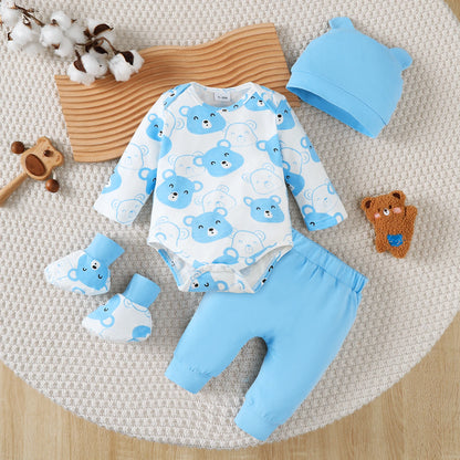 Little Bear Bodysuit, Pants, Hat & Booties 4-Piece Baby Boy Set