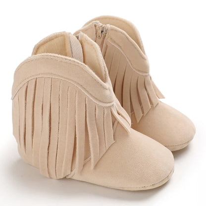 Western Floral Embroidered Baby Cowboy Boots with Soft Cotton Soles