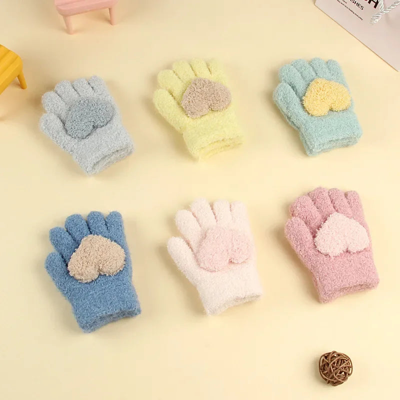 Soft Cartoon Winter Gloves for Toddlers (Ages 1–3)