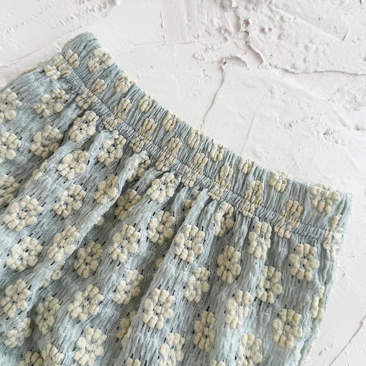 Textured Floral Button Top & Bloomer Set for Girls