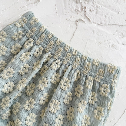 Textured Floral Button Top & Bloomer Set for Girls