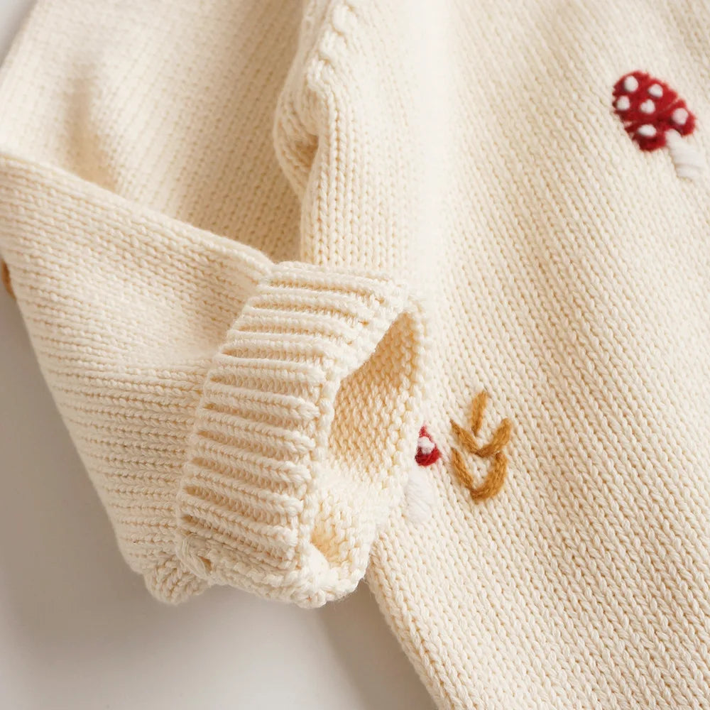 Baby & Toddler Girls Cotton Knit Cardigan (2–6 Years) – Button-Front Sweater with Duck Embroidery