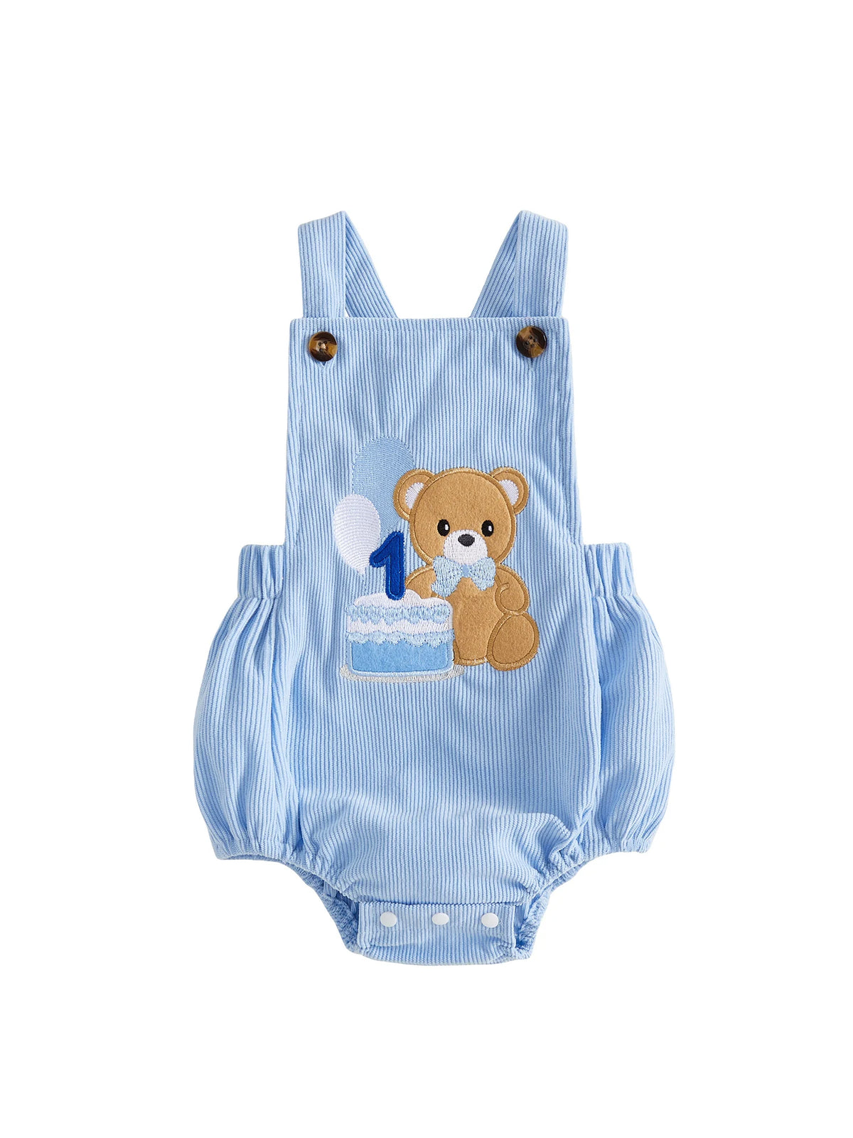 Citgeett Summer Infant Baby Boys Birthday Outfit Cute Bear Cake Embroidery Bodysuit Overalls Clothes