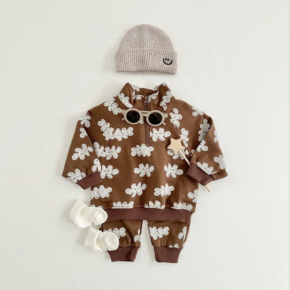 Doodle Leaf Half-Zip Sweatshirt & Jogger Set