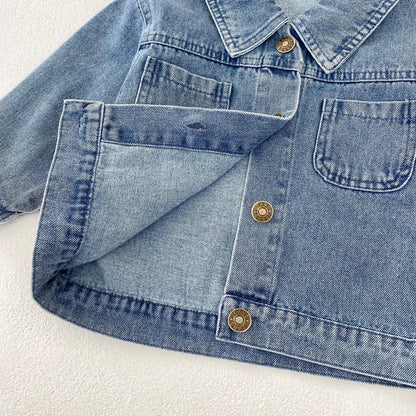 Baby Denim Jacket with Double Pockets – Soft Cotton Button Jacket (Ages 6–24 Months)