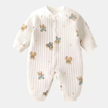 Animal Appliqué Ribbed Cotton Romper for Babies
