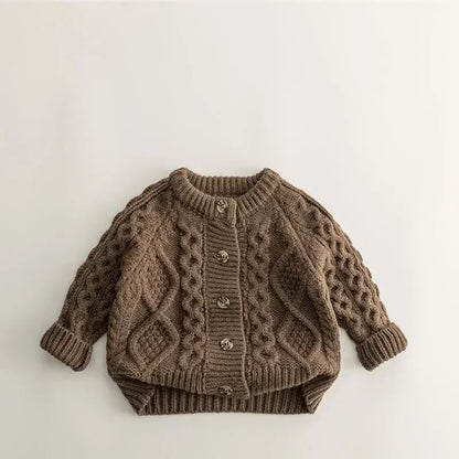 Classic Cable-Knit Cardigan – Cozy Button-Front Sweater for Kids