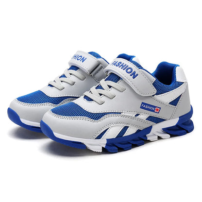 Blue Mesh Hook-and-Loop Sneakers for Boys